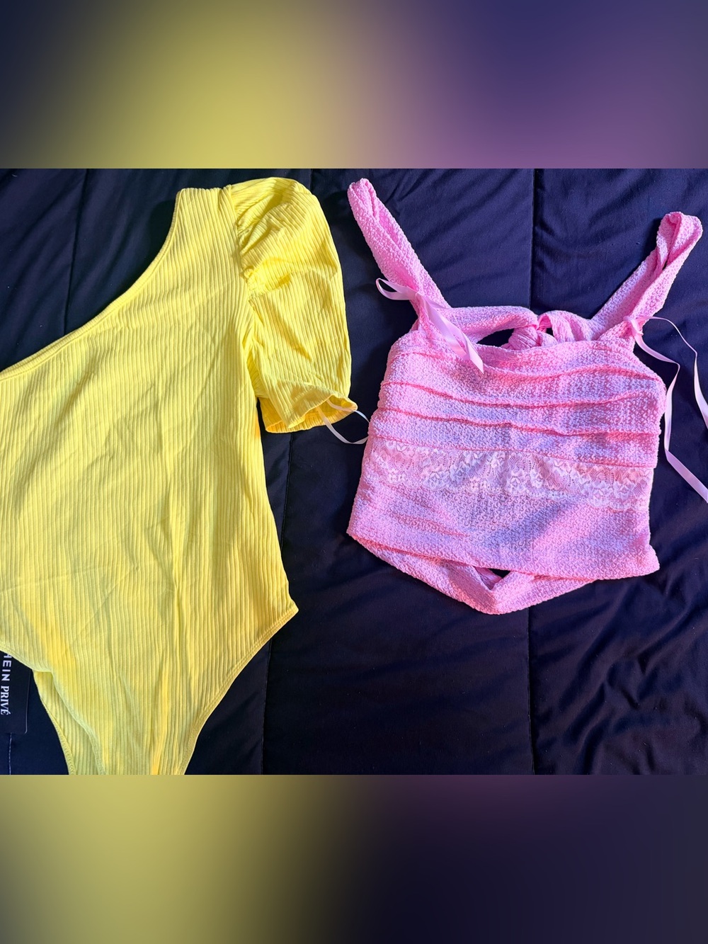 Women’s Bundle of 2 Body Suit and Crop - Yellow & Pink